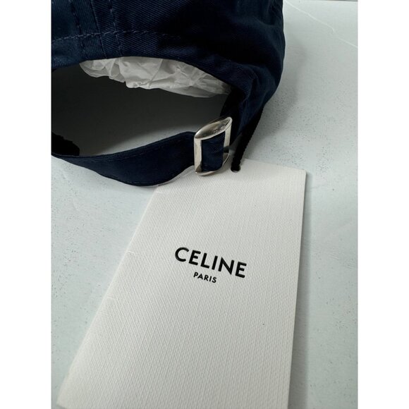 NWT Celine Baseball Cap in Cotton Marine Blue Logo-Embroidered Size Small - Picture 6 of 15